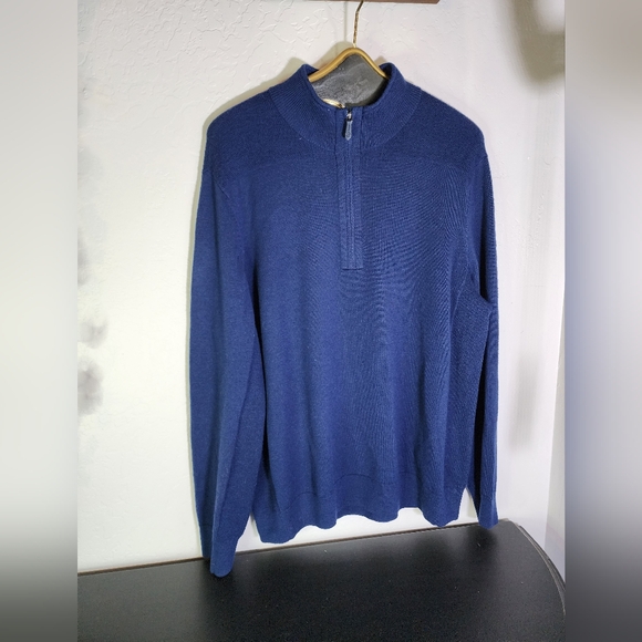 Vineyard Vines Navy Blue Merino Wool Sweater 3/4 Zip Size Large - Picture 2 of 10